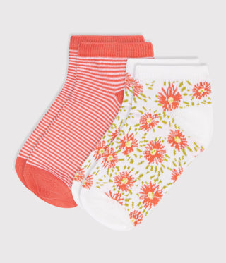 Girls' Flower-Print Cotton Socks - 2-Pack