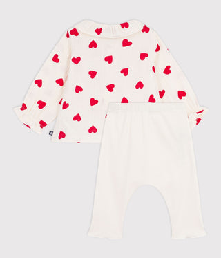 Babies' 2-Piece Long Cotton Outfit, with A Printed Blouse and Leggings