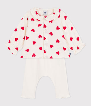 Babies' 2-Piece Long Cotton Outfit, with A Printed Blouse and Leggings