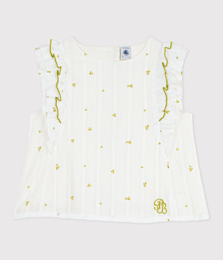 Girls' Sleeveless Floral Print Cotton Blouse