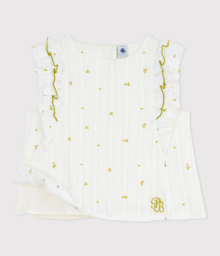 Girls' Sleeveless Floral Print Cotton Blouse