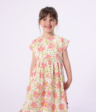 Girls'  Short-Sleeved Floral Cotton Dress