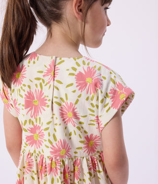 Girls'  Short-Sleeved Floral Cotton Dress