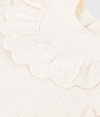 Babies' Dress in Broderie Anglaise with Short Sleeves and A Hearts Motif