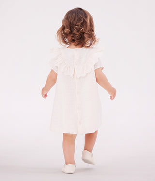 Babies' Dress in Broderie Anglaise with Short Sleeves and A Hearts Motif