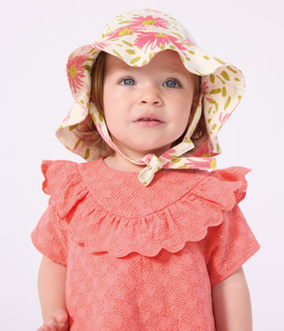 Babies' Dress in Broderie Anglaise with Short Sleeves and a Hearts Motif