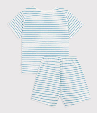 Children's Short Stripy Cotton Terry Pyjamas