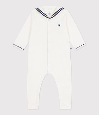 Babies' Footless Cotton Pyjama Suit with A Sailor Collar