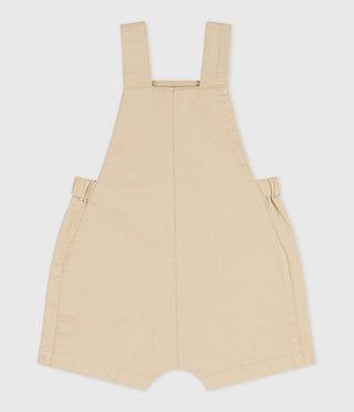 Babies' Short-Legged Plain Cotton Twill Dungarees
