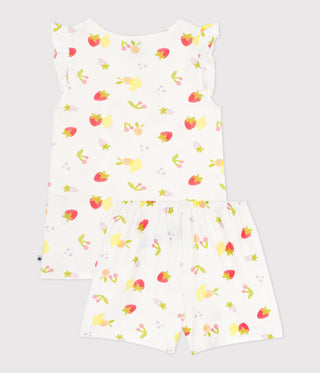 Girls' Short Cotton Pyjamas Printed with Fruit