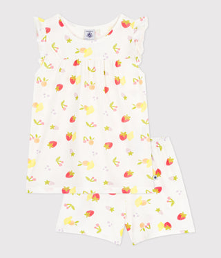 Girls' Short Cotton Pyjamas Printed with Fruit