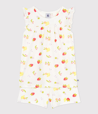 Girls' Short Cotton Pyjamas Printed with Fruit