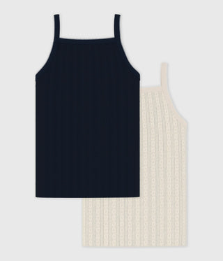 Girls' Plain Openwork Tank Tops - 2-Pack