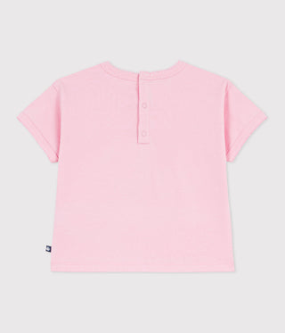 Babies' Short-Sleeved Cotton T-Shirt with A Flower Motif