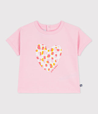 Babies' Short-Sleeved Cotton T-Shirt with A Flower Motif