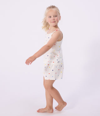 Girls' Short and Strappy Heart Print Cotton Pyjamas