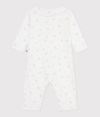Babies' Footless Openwork Floral-Print Cotton Pyjama Suit
