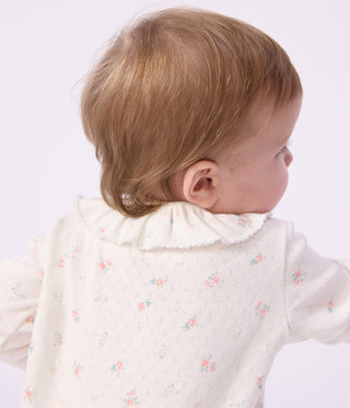 Babies' Footless Openwork Floral-Print Cotton Pyjama Suit