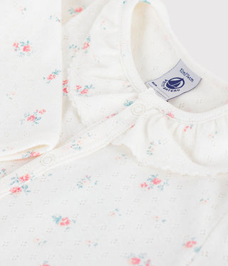 Babies' Footless Openwork Floral-Print Cotton Pyjama Suit