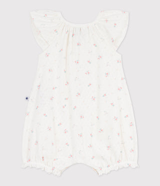 Babies' Short Floral Cotton Jumpsuit