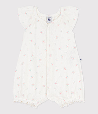 Babies' Short Floral Cotton Jumpsuit