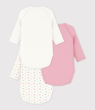 Babies' Long-Sleeved Printed Cotton Wrapover Bodysuits - 3-Pack
