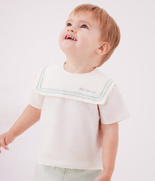 Babies' 2-Piece Cotton/Linen Outfit, with A Sailor Collar Top