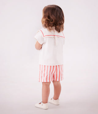 Babies' 2-Piece Cotton/Linen Outfit, with A Sailor Collar Top