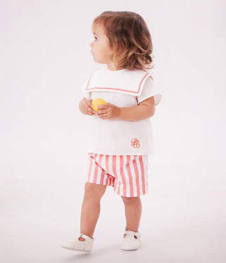 Babies' 2-Piece Cotton/Linen Outfit, with A Sailor Collar Top
