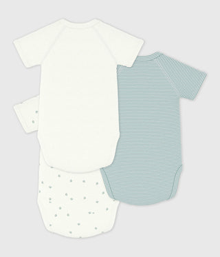 Babies' Short-Sleeved Printed Cotton Wrapover Bodysuits - 3-Pack
