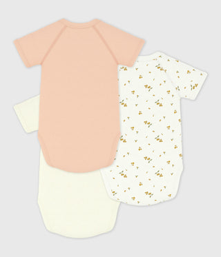 Babies' Short-Sleeved Printed Cotton Wrapover Bodysuits - 3-Pack