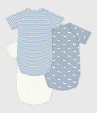 Babies' Short-Sleeved Whale Printed Cotton Wrapover BodiesBodysuits - 3-Pack