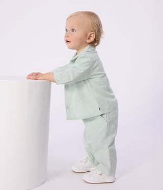 Babies' Long-Sleeved Plain Cotton/Linen Shirt