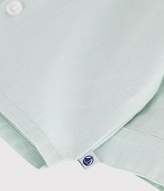 Babies' Long-Sleeved Plain Cotton/Linen Shirt