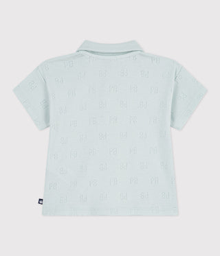 Babies' Short-Sleeved Patterned Openwork Cotton Polo Shirt