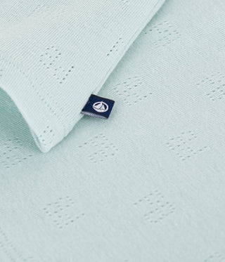 Babies' Short-Sleeved Patterned Openwork Cotton Polo Shirt