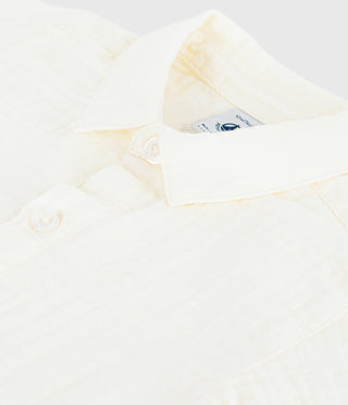 Babies' Short-Sleeved Plain Cotton/Linen Shirt