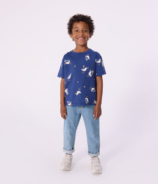 Children's Short-Sleeved Seagull Print Cotton T-Shirt