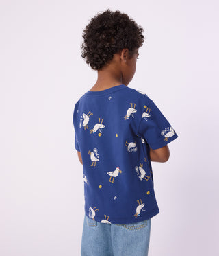 Children's Short-Sleeved Seagull Print Cotton T-Shirt