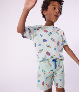 Children's Short-Sleeved Seagull Print Cotton T-Shirt