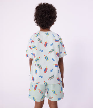 Children's Short-Sleeved Seagull Print Cotton T-Shirt