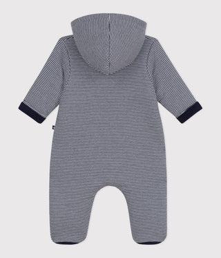 Babies' Stripy Padded Jumpsuit with a Hood and Feet