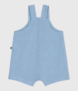 Babies' Plain Cotton Gauze Short Dungarees