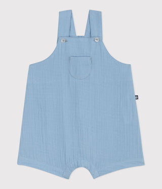 Babies' Plain Cotton Gauze Short Dungarees