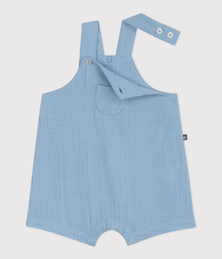 Babies' Plain Cotton Gauze Short Dungarees