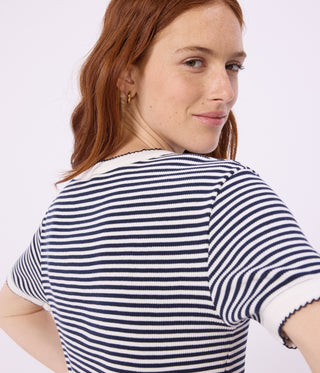 Women's Short-Sleeved Stripy Cotton T-Shirt