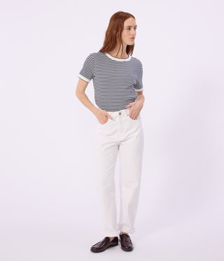 Women's Short-Sleeved Stripy Cotton T-Shirt