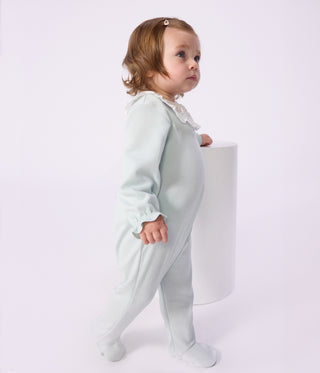 Babies' Back Opening Plain Cotton Pyjama Suit with a Ruff