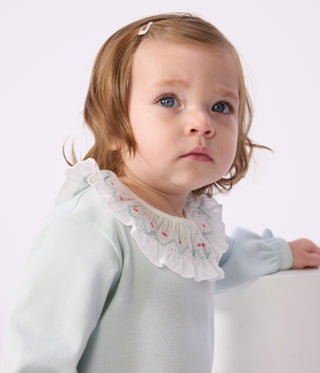 Babies' Back Opening Plain Cotton Pyjama Suit with a Ruff