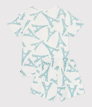 Children's Short Eiffel Tower Print Cotton Pyjamas